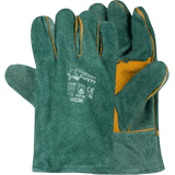 Premium 2.5'' Cuff reinforced green lined leather welding gloves Burn-Lv4