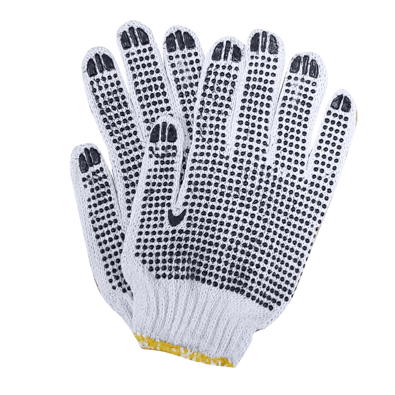 2.5'' Knit wrist cuff double sided PVC polka dot cotton gloves