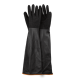 Chemical resistant 22'' cuff rough palm black rubber latex gloves