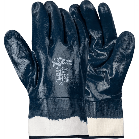 2.5'' Safety cuff blue nitrile dipped gloves Abrasion-Lv4