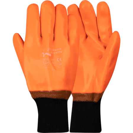 2.5'' Knit wrist orange PVC freezer gloves Abrasion-Lv4