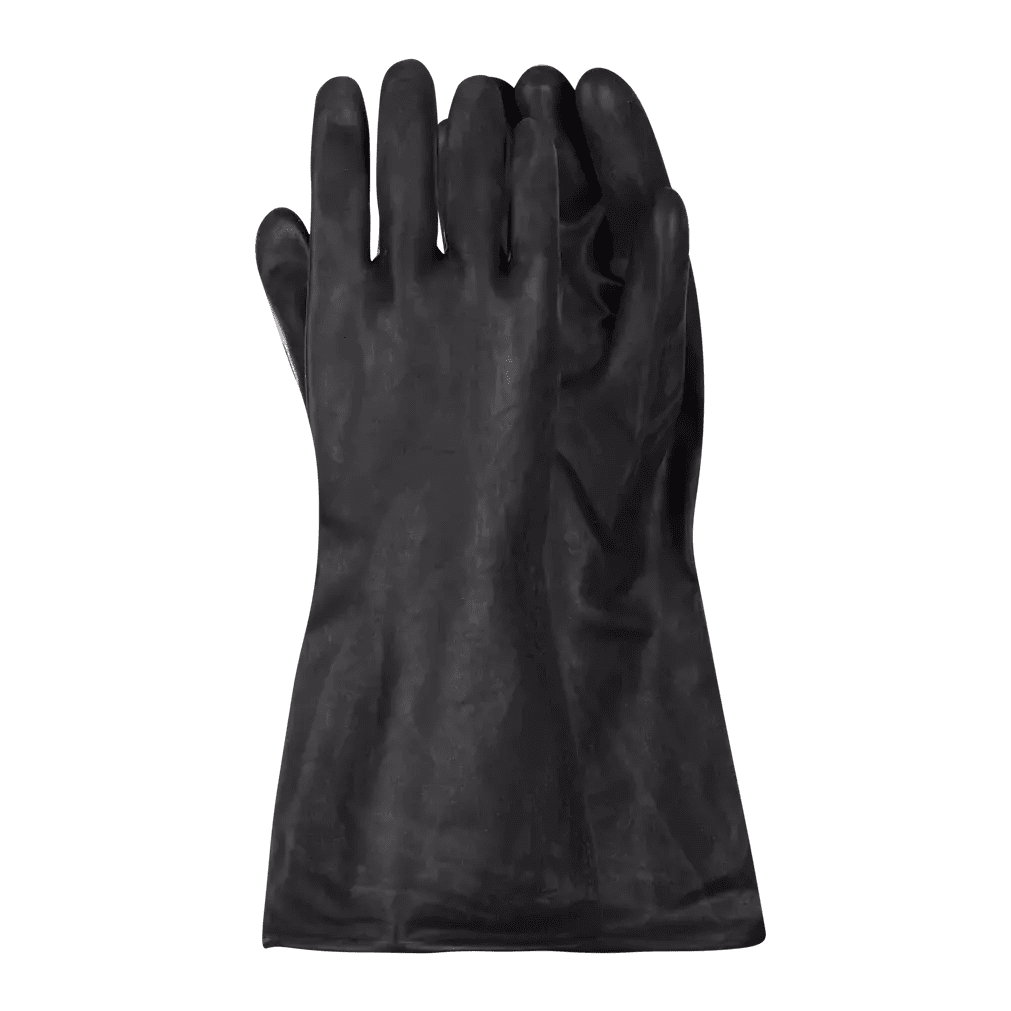 Chemical resistant 14'' smooth palm black rubber latex gloves