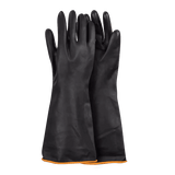 Chemical resistant 22'' cuff smooth palm black rubber latex gloves