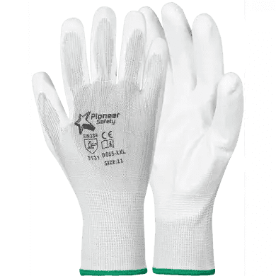 2.5'' Knit wrist cuff PU palm white inspector polyester gloves