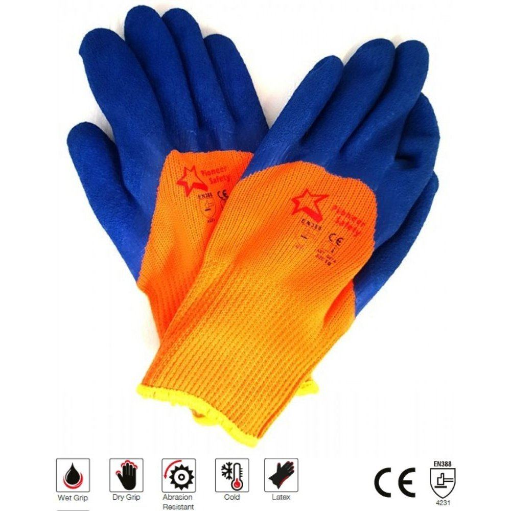 Flex Thermo-grip latex terry loop cloth freezer gloves Abrasion-Lv4