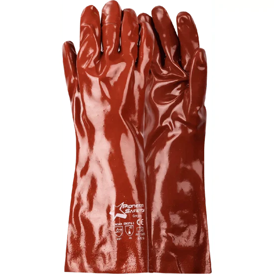 Heavy duty 23'' Open cuff brown PVC gloves Abrasion-Lv4