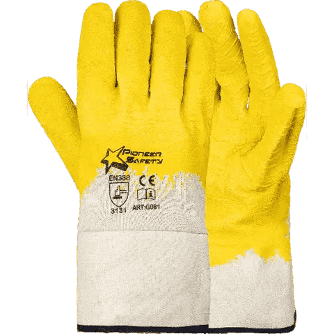 2.5'' Safety cuff latex dipped crinkle grip palm yellow comarex gloves Abrasion-Lv3