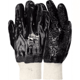 2.5'' Knit wrist cuff rough chip palm black PVC gloves Abrasion-Lv4