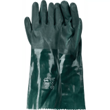 16'' Open cuff inner jersey liner double dipped green PVC gloves Abrasion-Lv4