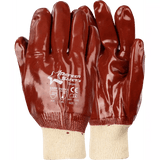 Heavy duty 2.5'' Knit wrist cuff brown PVC gloves Abrasion-Lv4