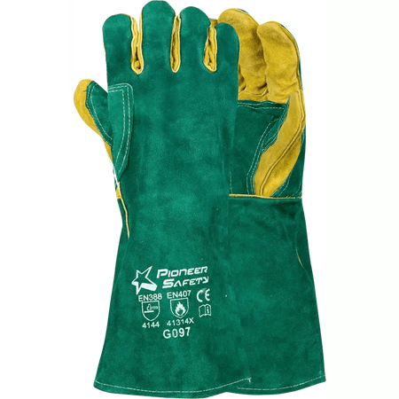 Heat resistant Spark 16'' cuff reinforced Kevlar leather welding gloves Burn-Lv4