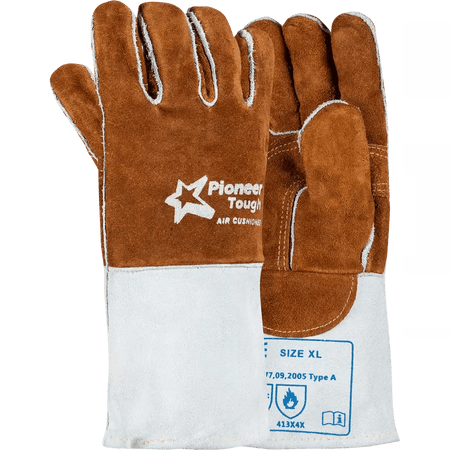 Heat resistant 14'' cuff air cushioned triple layer Kevlar leather welding gloves Burn-Lv4