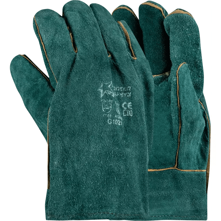 2.5'' Green lined leather welding gloves Abrasion-Lv4