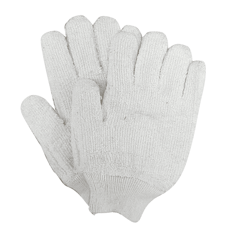 2.5'' Knit wrist cuff Single layer towelling cotton gloves