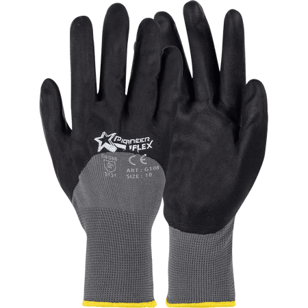 Flex 15 gauge grey nitrile PU lycra nylon gloves Abrasion-Lv3