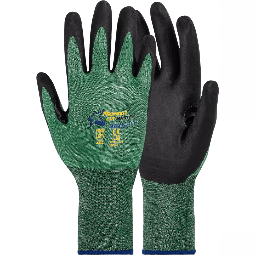 Cut master Maxi-fit foamed nitrile palm HPPE nylon spandex cut-resistant gloves Cut-Lv3