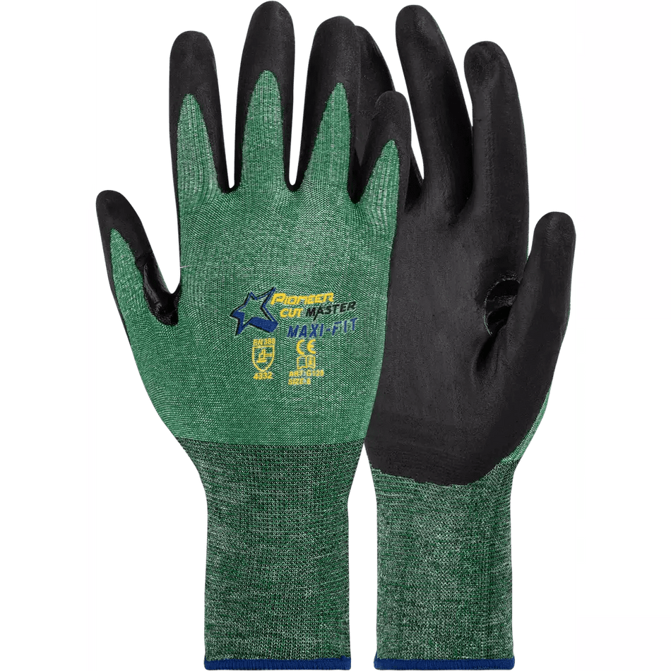 Cut master Maxi-fit foamed nitrile palm HPPE nylon spandex cut-resistant gloves Cut-Lv3