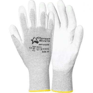 2.5'' Knit wrist cuff PU palm anti-static carbon nylon inspector polyester gloves