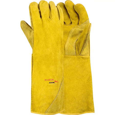 16'' Fully welted Kevlar stitch + elastic close denim cuff leather welding gloves