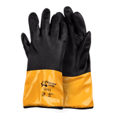 11'' Cuff chemical + cut resistant dyneme glass fibre black orange PVC gloves Cut-Lv5
