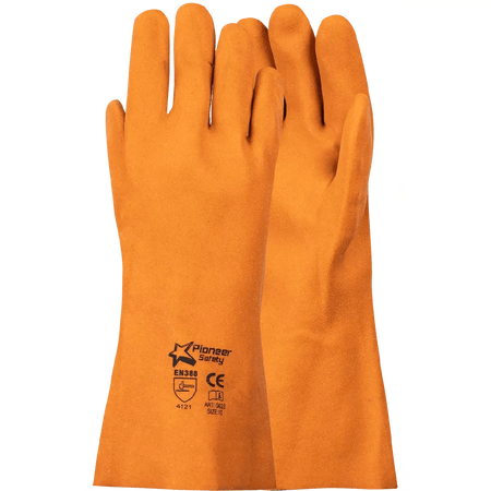 14'' Cuff grip freeze flexibility -4°C orange PVC cotton gloves Abrasion-Lv3