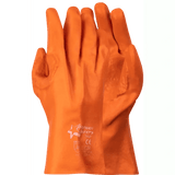 Heavy duty 10'' Open cuff reinforced rough palm orange PVC gloves Abrasion-Lv4