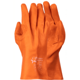 Heavy duty 12'' Open cuff reinforced rough palm orange PVC gloves Abrasion-Lv4