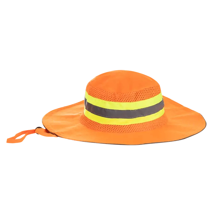 Reflective orange brimmed bush sun hats