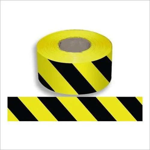 Yellow + black safety barrier tapes
