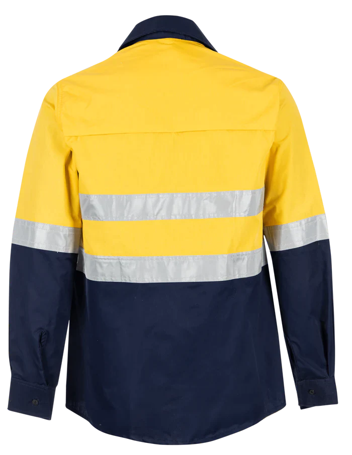 Reflective Hi-Vis Yellow + navy 2-tone long sleeve shirts