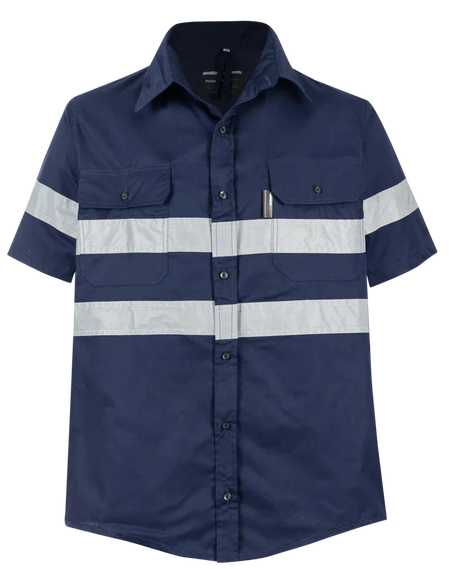 Reflective Hi-Vis Navy short sleeve cotton T-shirts