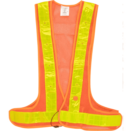 Adjustable reflective orange LED lights vest