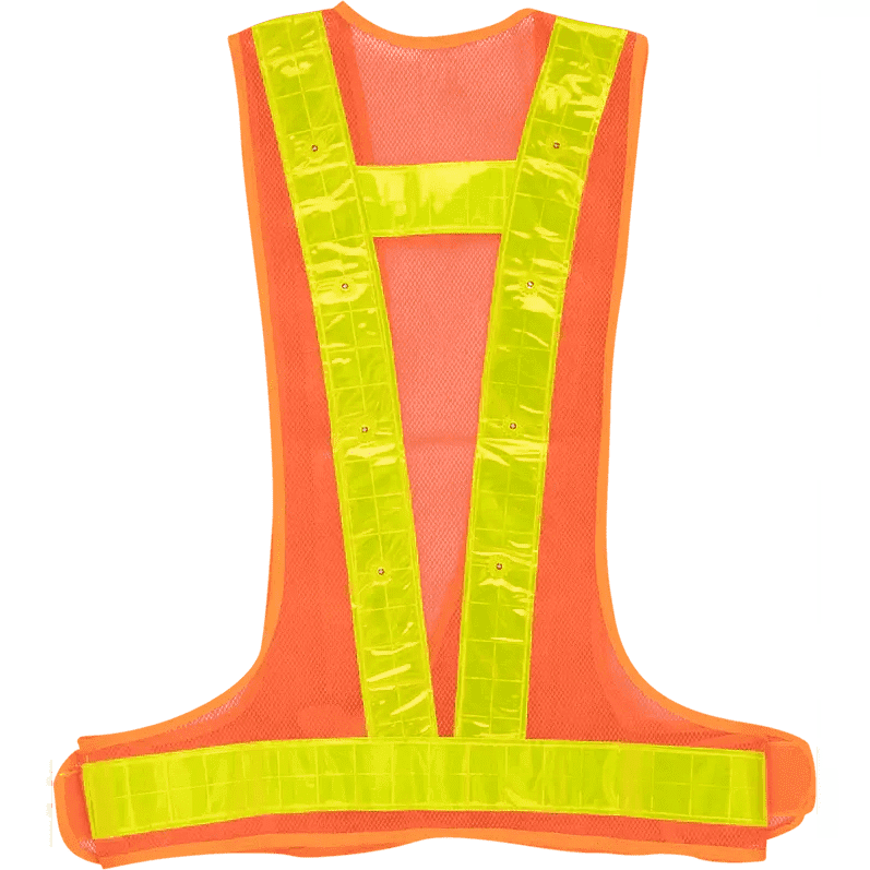 Adjustable reflective orange LED lights vest