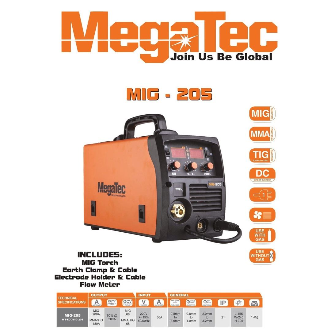 180Amp 220Volt Megatec Dc inverter compact mig welding machine