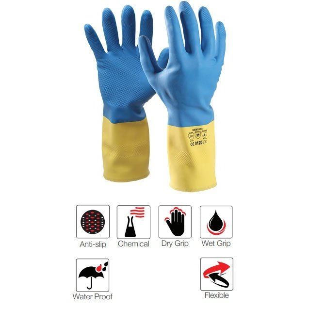 Chemical resistant neolatex KMLPST gloves