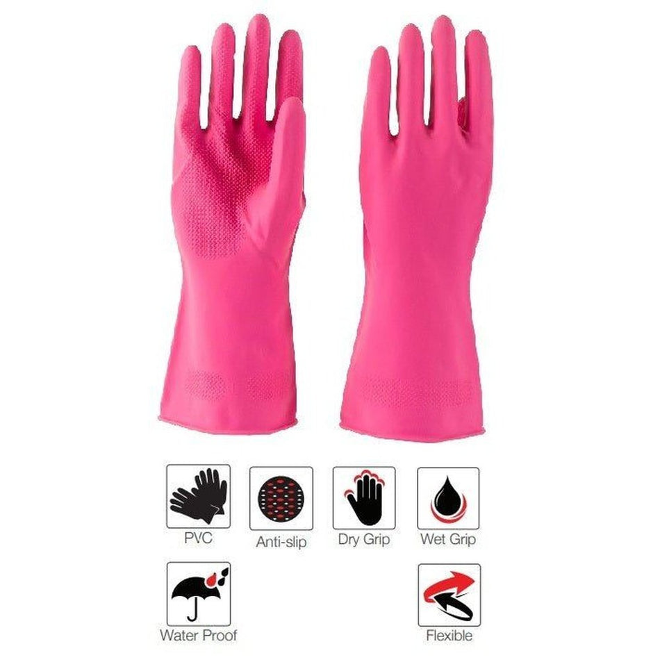 Pink bead palm PVC house hold gloves