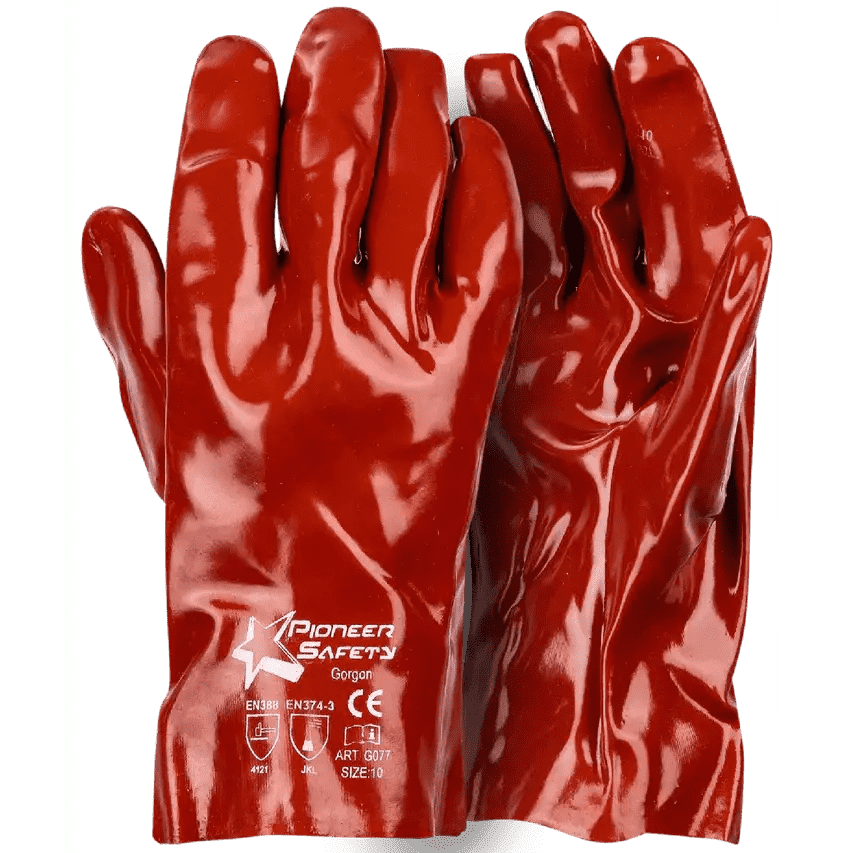 Heavy duty 11'' Open cuff brown PVC gloves Abrasion-Lv4