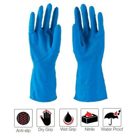 Chemical resistant blue nitrile house hold JKL gloves