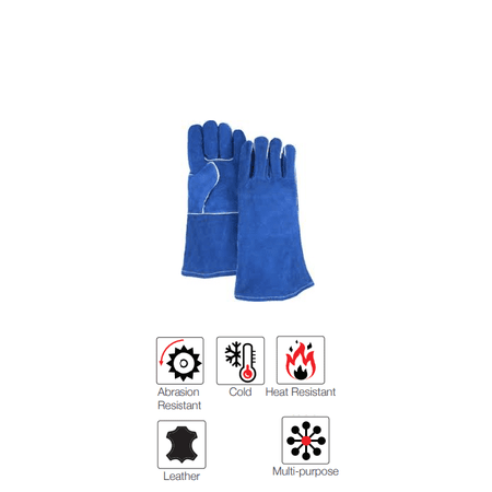 2.5'' blue lined leather welding gloves