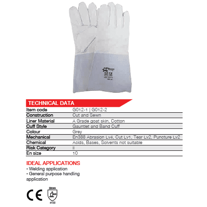 8'' Extended cuff goat skin gloves Abrasion-Lv4