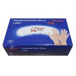 100pce White powdered latex examination gloves