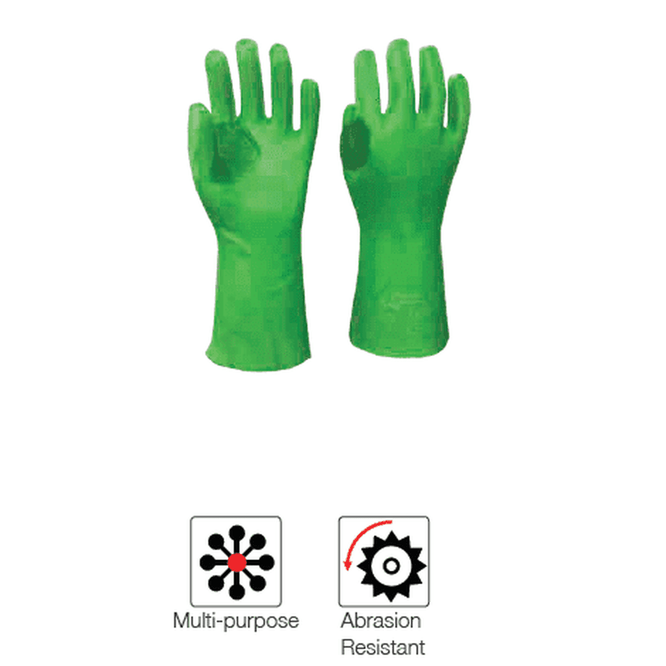 11'' Cuff Hi-vis Titan reinforced lime PVC cotton gloves Abrasion-Lv4