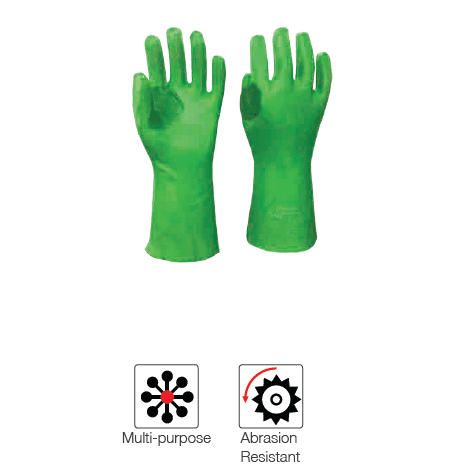 14'' Cuff Hi-vis Titan reinforced lime PVC cotton gloves Abrasion-Lv4