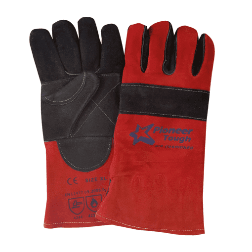 Heat resistant 14''cuff air cushioned double layer Kevlar leather welding gloves Burn-Lv4