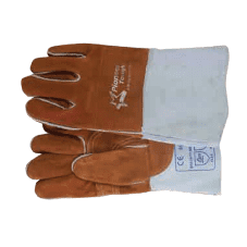 Heat resistant 14'' cuff air cushioned triple layer Kevlar leather welding gloves Burn-Lv4