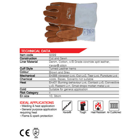 Heat resistant 14'' cuff air cushioned triple layer Kevlar leather welding gloves Burn-Lv4