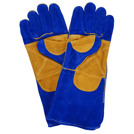 8'' Cuff double reinforced Kevlar stitch blue lined leather welding gloves