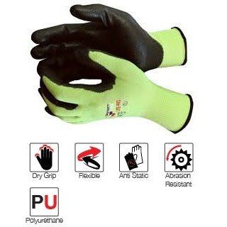 Flex Fluorescent lime Lite-Pro PU nylon gloves Abrasion-Lv3