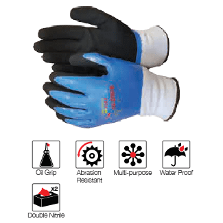 Flex Oil-Gripa double nitrile nylon gloves Abrasion-Lv4