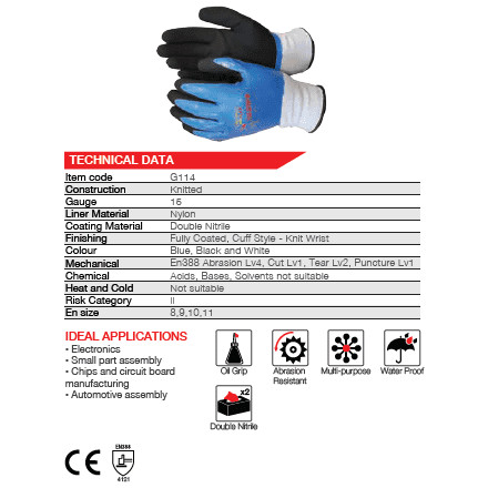 Flex Oil-Gripa double nitrile nylon gloves Abrasion-Lv4